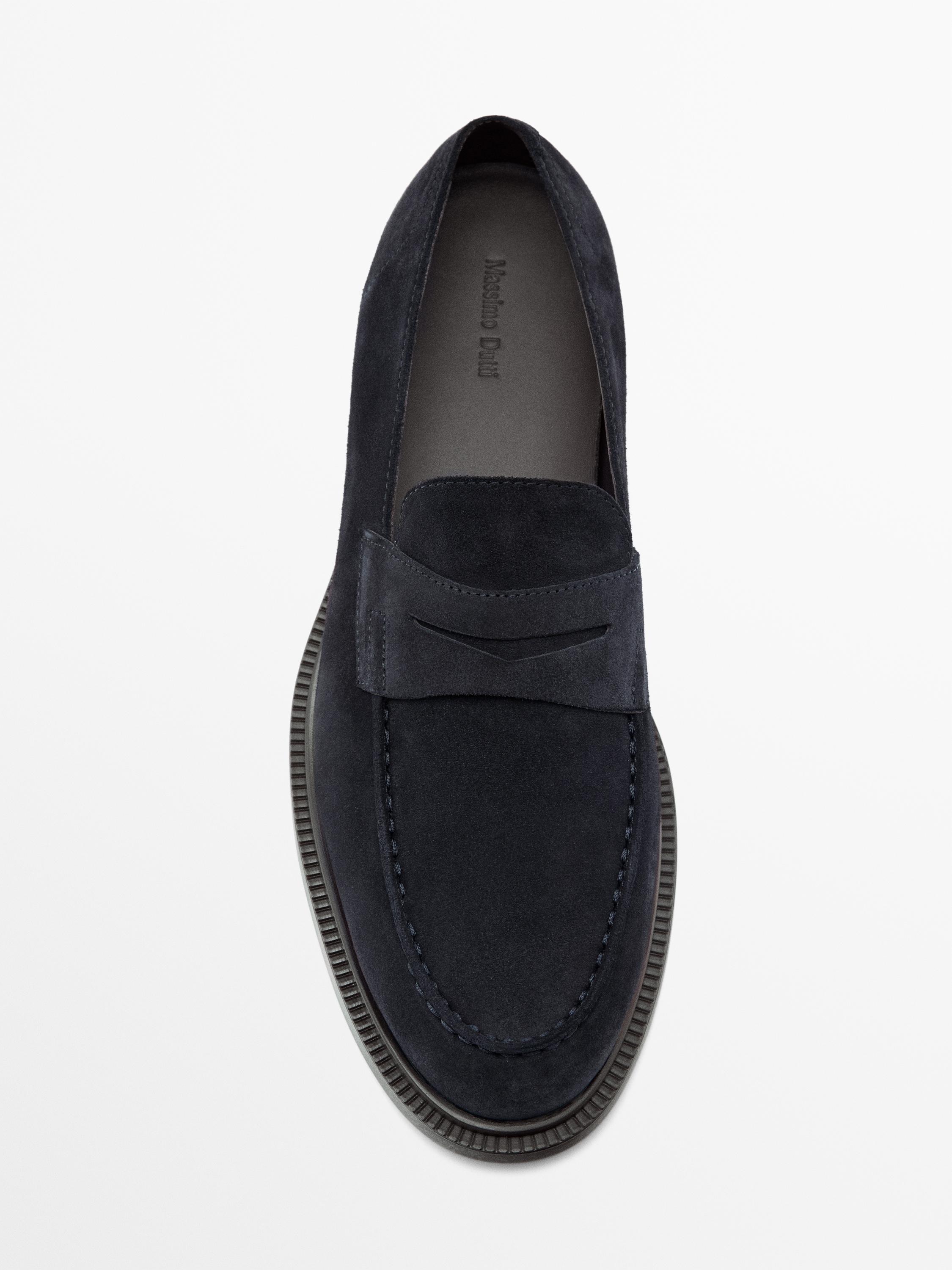 Split leather penny loafers